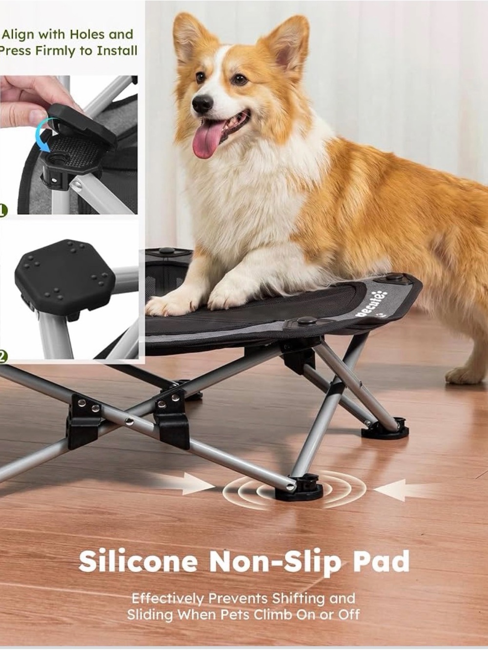 Raised Dog Bed with Cooling Mat, Elevated Pet Cot for Medium Dogs - Picture 7 of 9